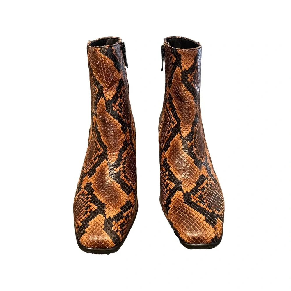 NEW Rag & Bone Aslen Snakeskin Leather Golden Brown Sz 5.5 Ankle Boots